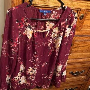 Apt. 9 Women's Burgundy Floral Blouse